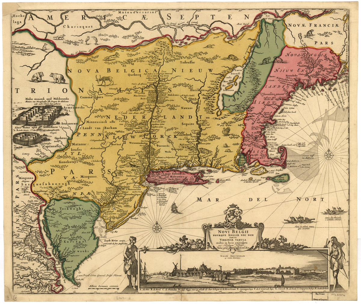 Novi Belgii Novaeque Angliae : Nec Non Partis Virginiae Tabula Multis In Locis Emendata in 1690 by Relic Map Company