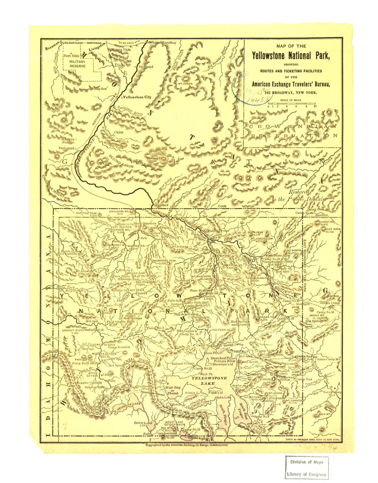 This old map of Map of the Yellowstone National Park, Showing Routes and Ticketing Facilities of the American Exchange Travelers&