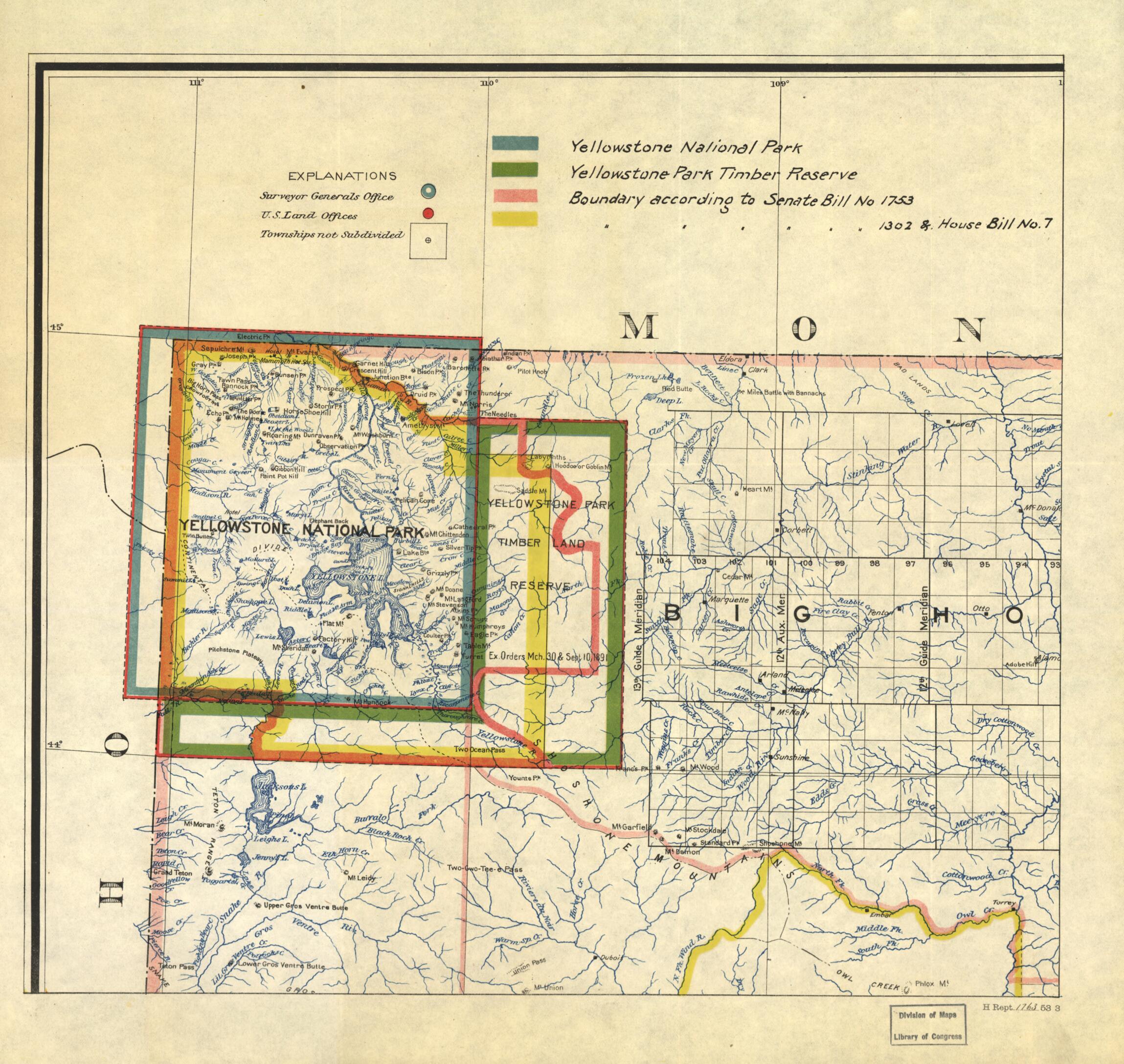 This old map of Yellowstone National Park Boundaries from 1895 was created by  in 1895