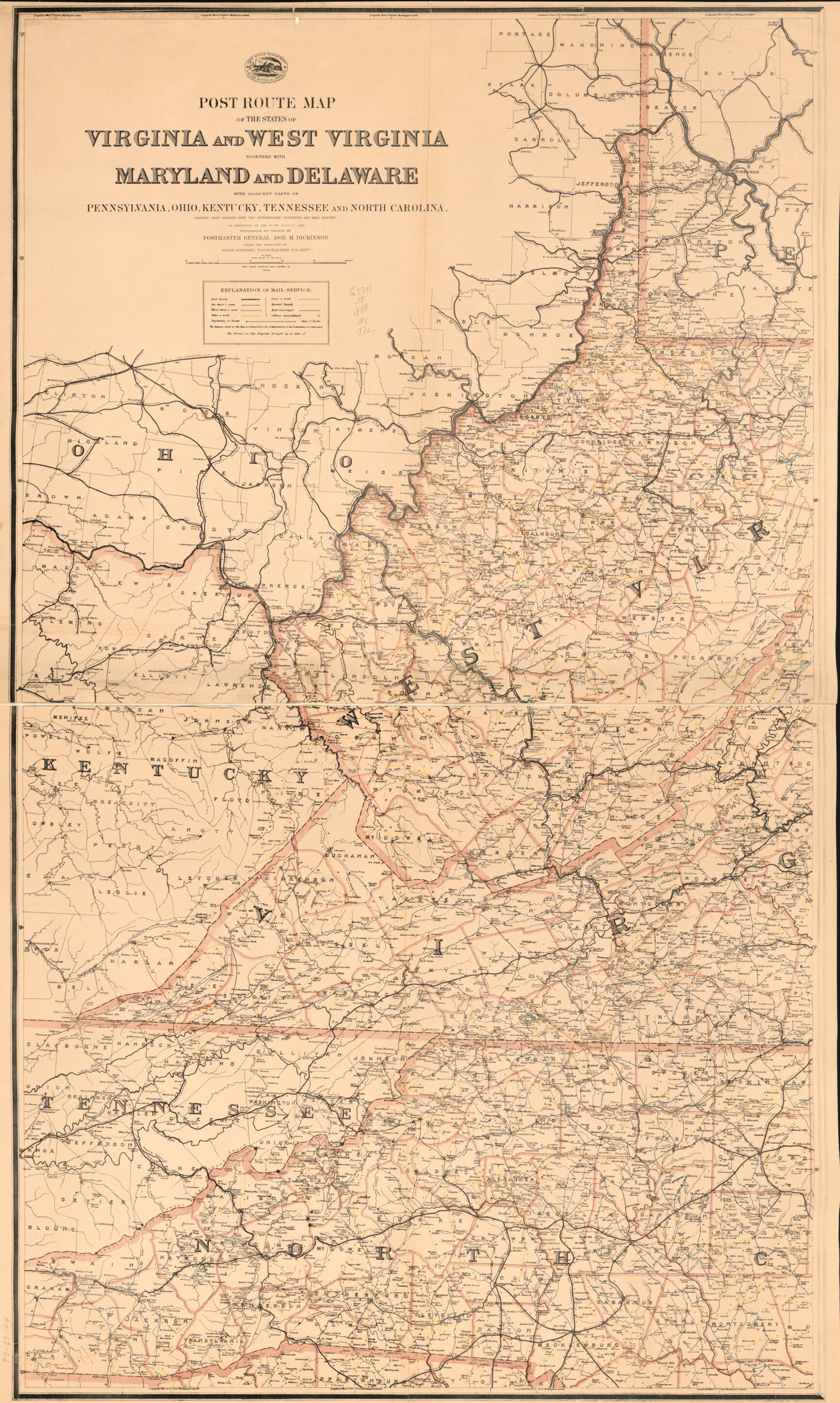 This old map of Post Route Map of the United States from 1888 was created by  United States. Post Office Department in 1888