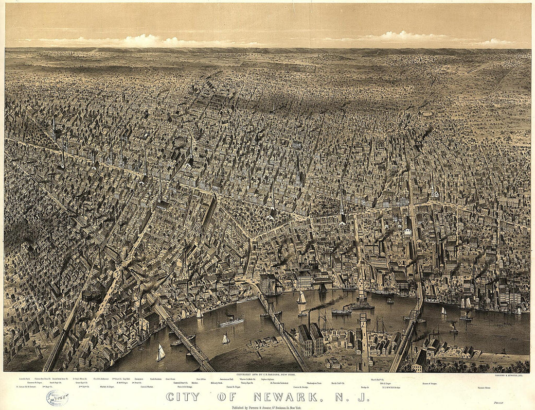 This old map of City of Newark, New Jersey / Parsons &amp; Atwater, Del from 1874 was created by  Parsons &amp; Atwater in 1874