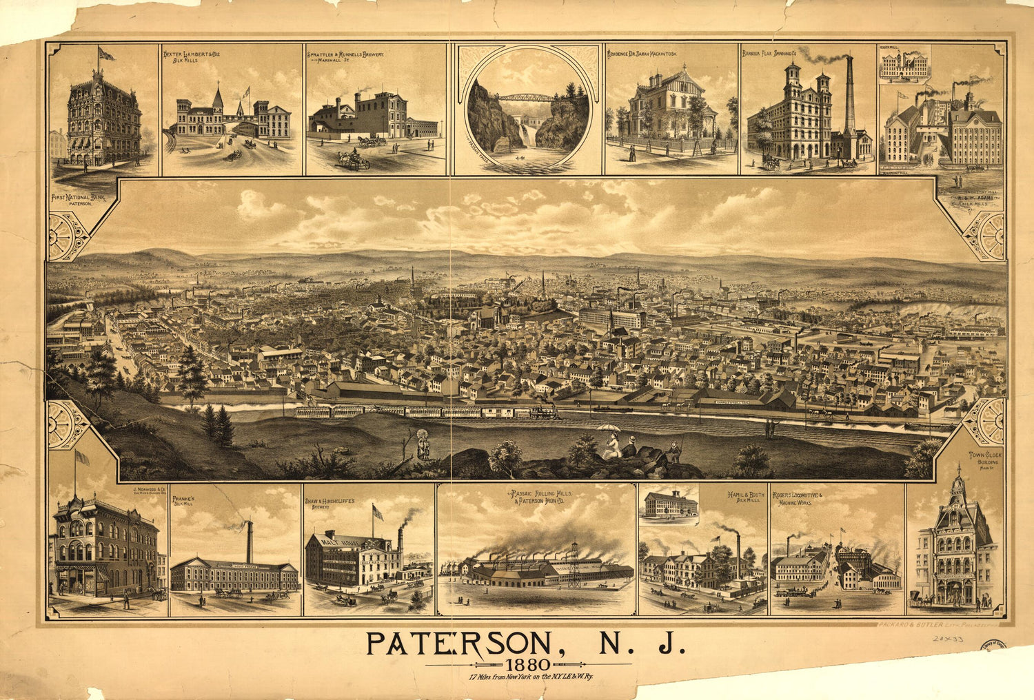 This old map of Paterson, New Jersey / Packard &amp; Butler Lith. Philadelphia from 1880 was created by  in 1880