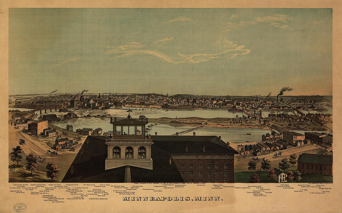 This old map of Minneapolis, Minnesota / Hoffman ; Chas. Shober &amp; County Props. Chicago Litho. Co from 1874 was created by  in 1874