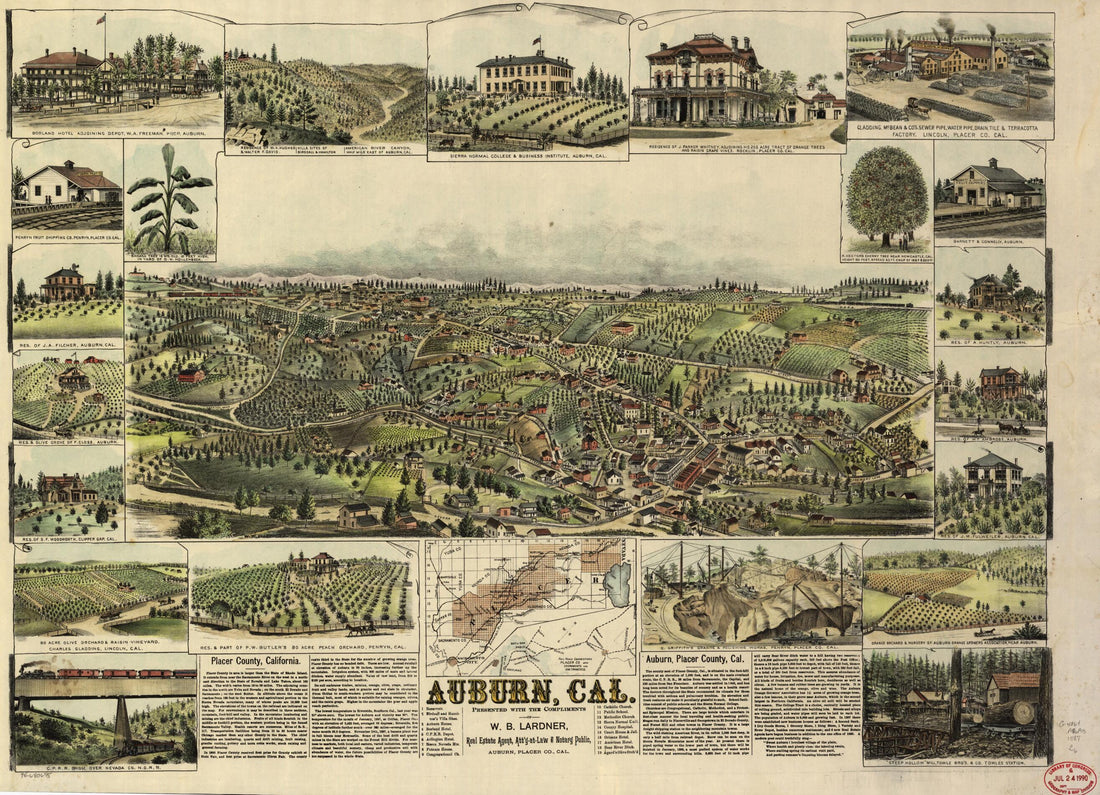 This old map of Auburn,California from 1887 was created by C. P. Cook, W. W. (William Wallace) Elliott in 1887