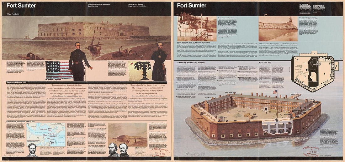 This old map of Fort Sumter (Fort Sumter, Fort Sumter National Monument, South Carolina, Official Park Guide) from 1861 was created by L. Kenneth Townsend,  United States. National Park Service in 1861