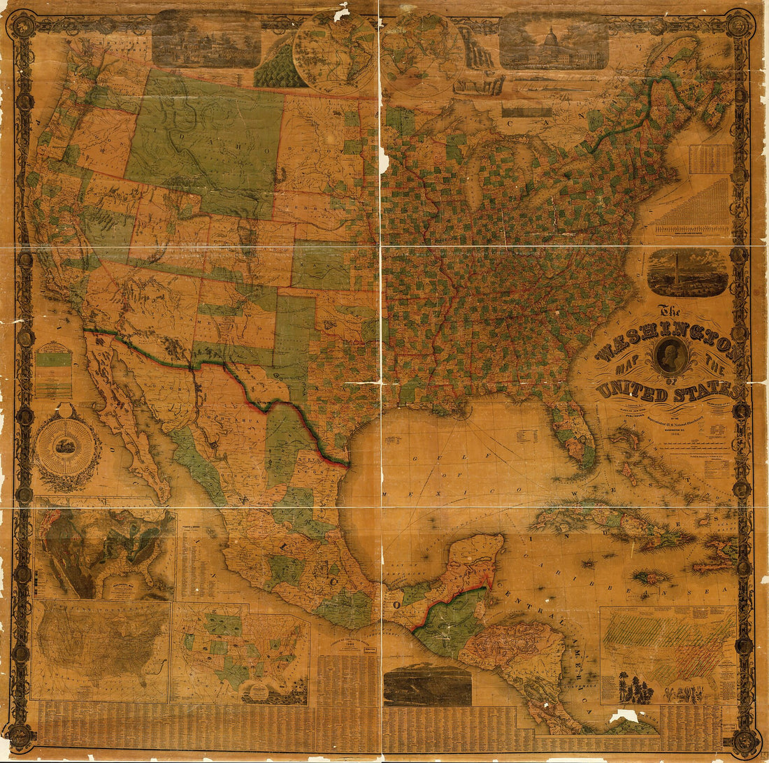 This old map of The Washington Map of the United States from 1864 was created by Matthew Fontaine Maury in 1864