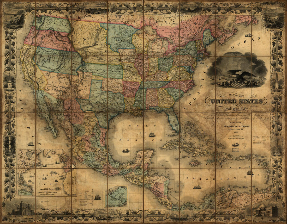 This old map of Map of the United States of America from 1857 was created by G. Woolworth (George Woolworth) Colton in 1857