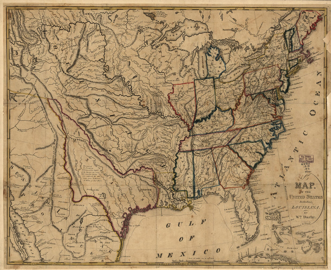 This old map of Map of the United States Including Louisiana from 1818 was created by William Darby, James D. Stout in 1818