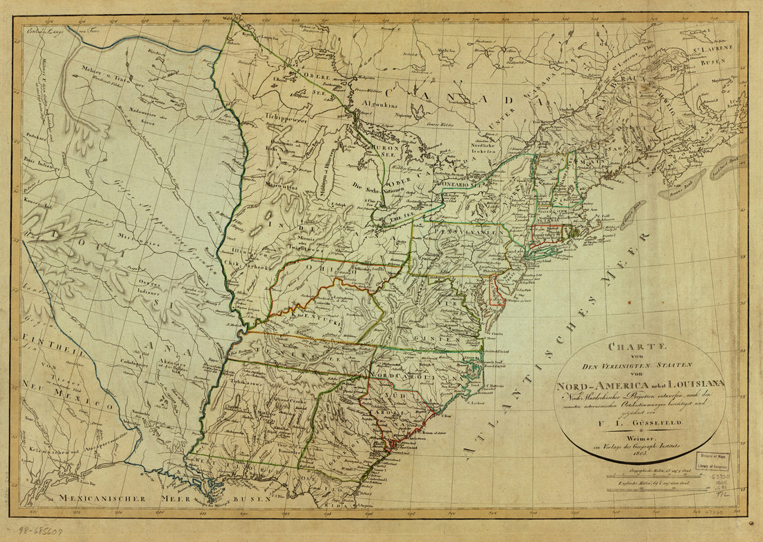 America Nebst Louisiana : Nach Murdochischer Projection Entworfen Nach Den Neuesten Astronomischen Ortsbestimmungen in 1805 by Relic Map Company