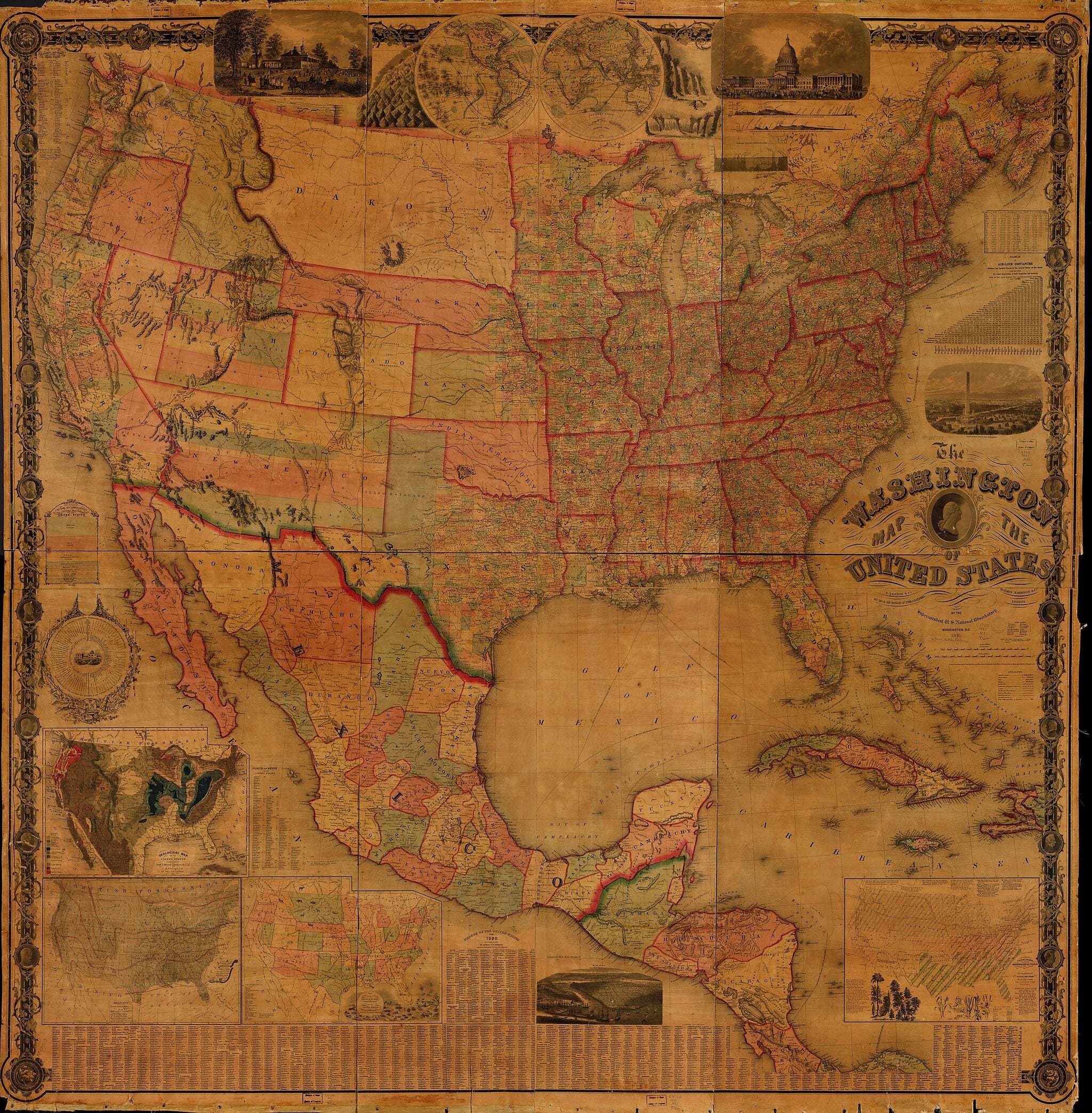 This old map of The Washington Map of the United States from 1861 was created by Matthew Fontaine Maury in 1861