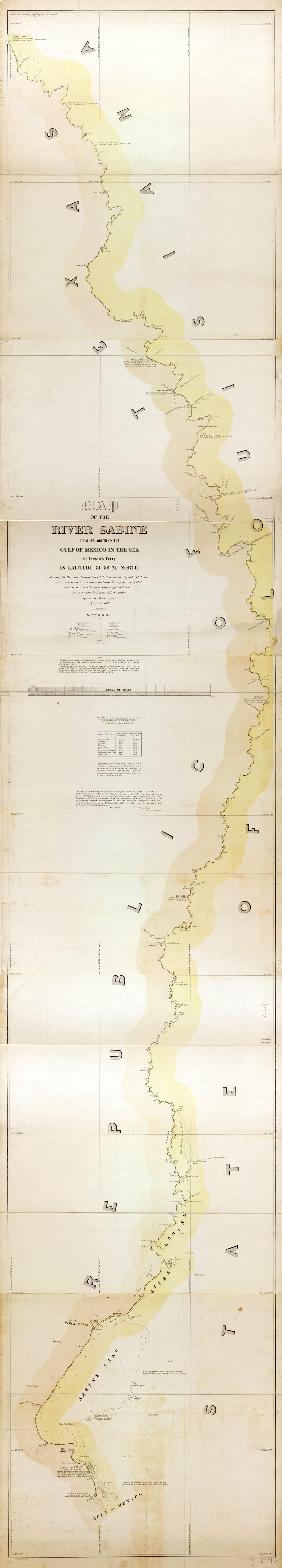 Map of the River Sabine From Its Mouth On the Gulf of Mexico In the Sea to Logan&