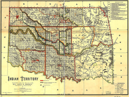 Indian Territory: Compiled Under the Direction of the Hon. John H. Oberly, Commissioner of Indian Affairs, by C.A. Maxwell 1889 by Relic Map Company
