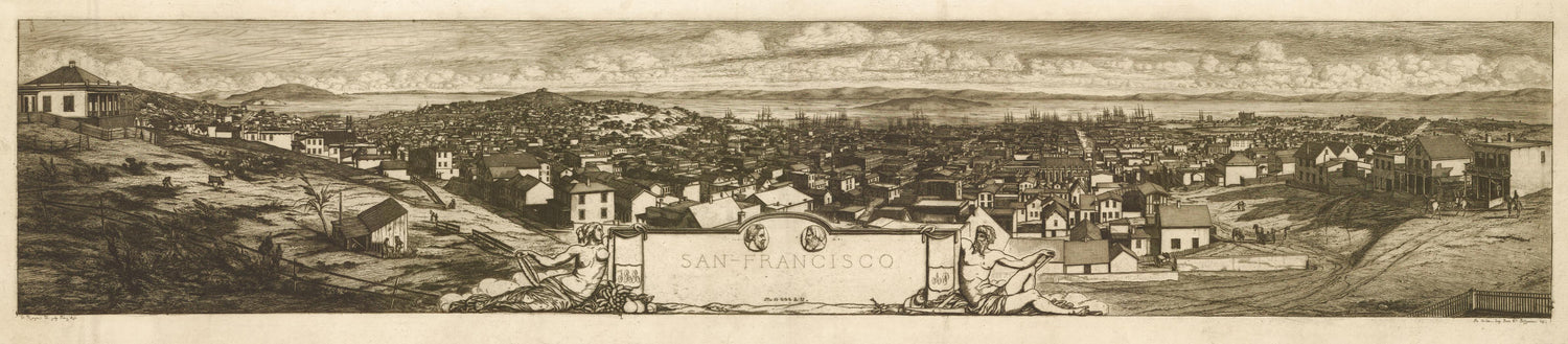 This old map of San Francisco from 1855 was created by Charles Méryon in 1855