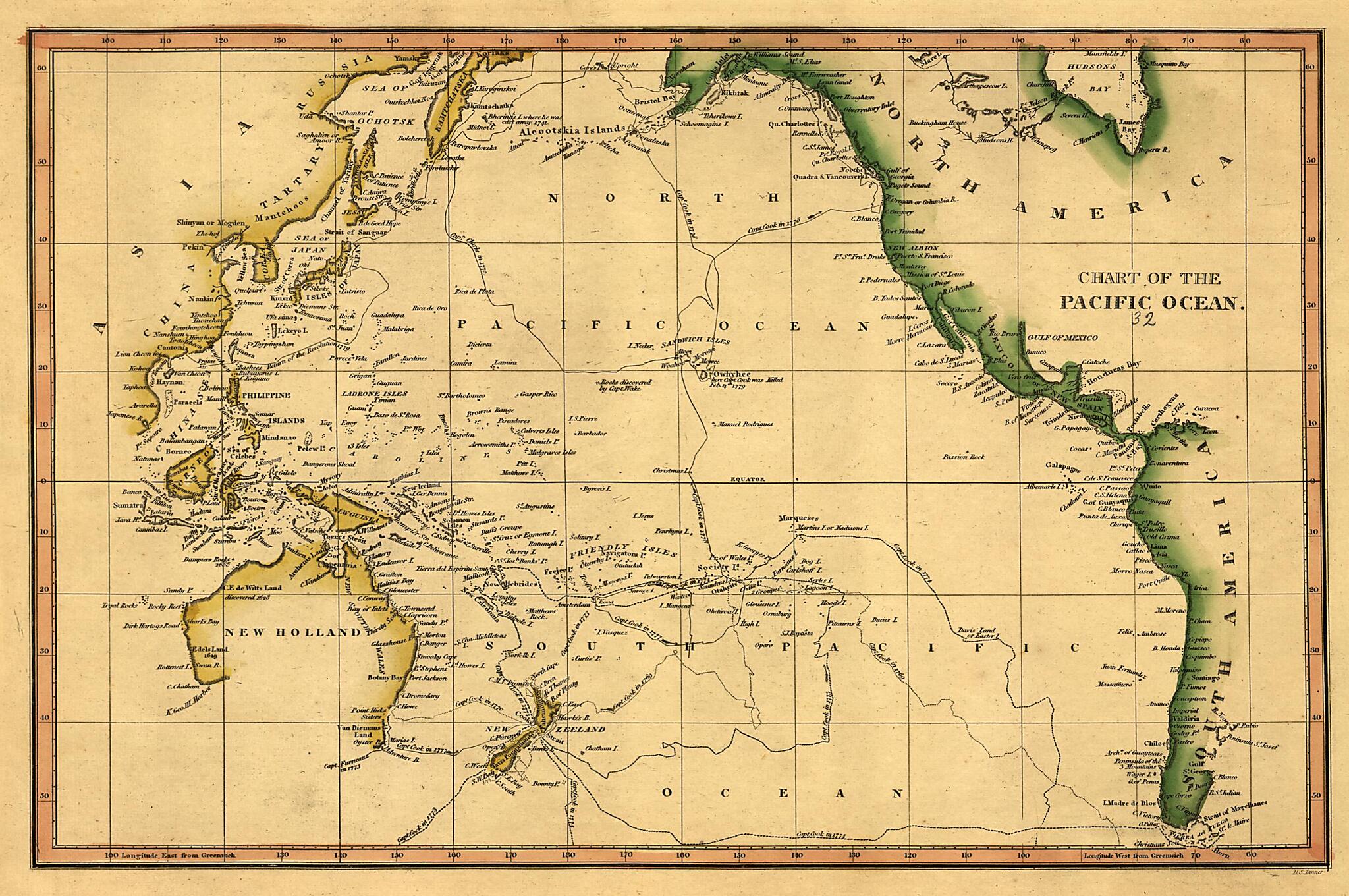 Chart of the Pacific Ocean 1800 by Relic Map Company