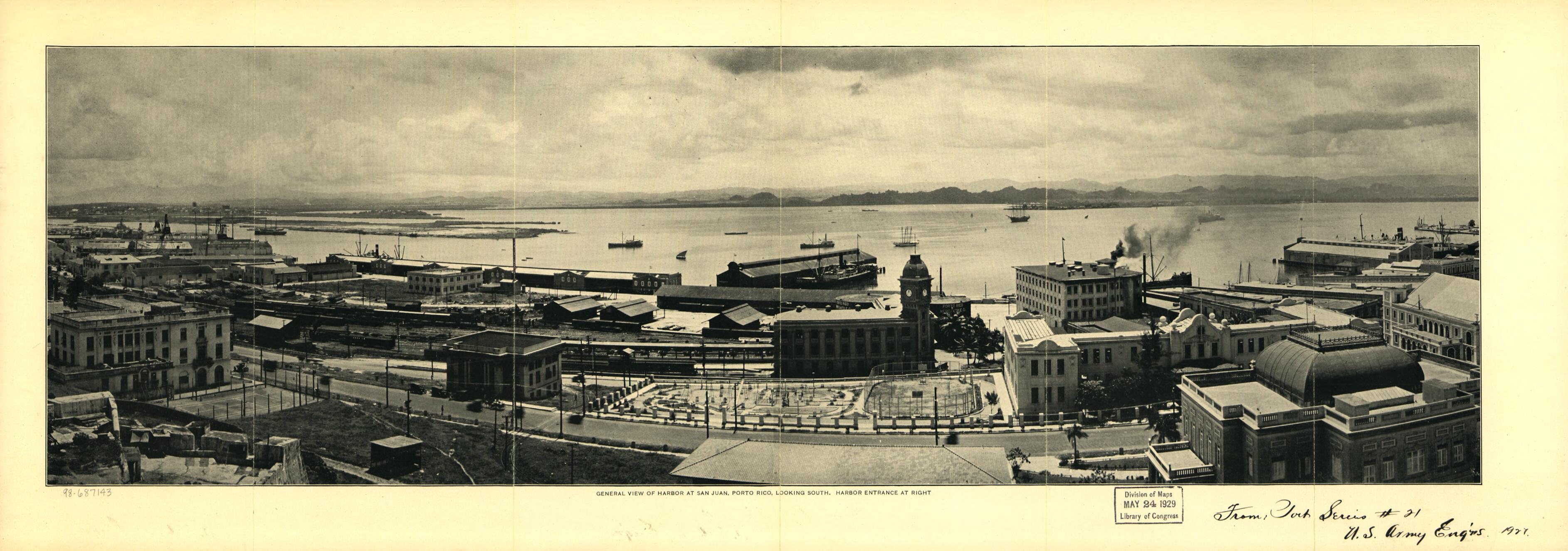 This old map of General View of Harbor at San Juan, Porto Rico Looking South from 1927 was created by  United States. Army. Corps of Engineers in 1927