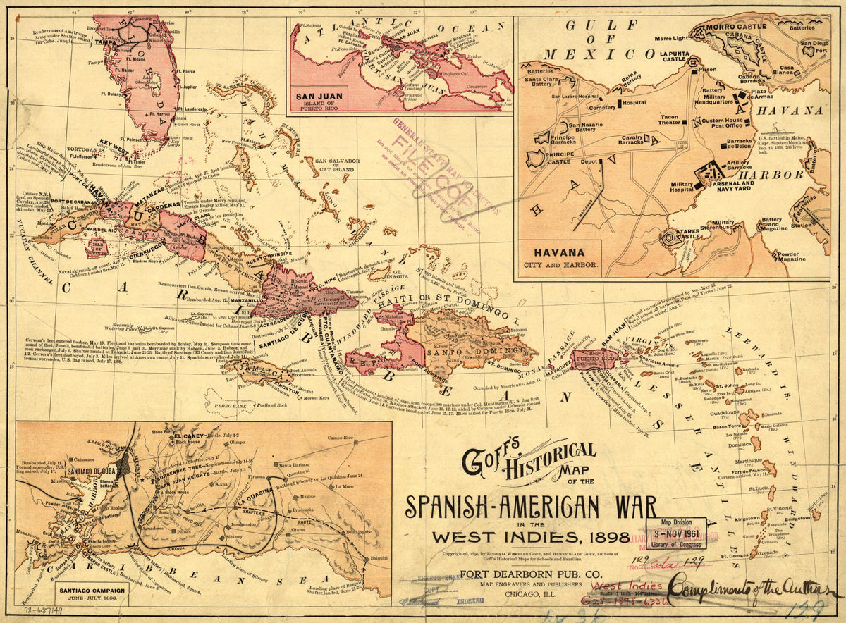 American War In the West Indies, 1898 by Relic Map Company
