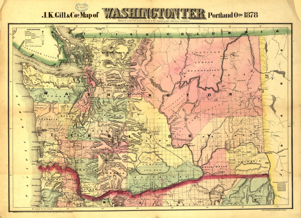 J.K. Gill &amp; Cos. Map of Washingtonter 1878 by Relic Map Company