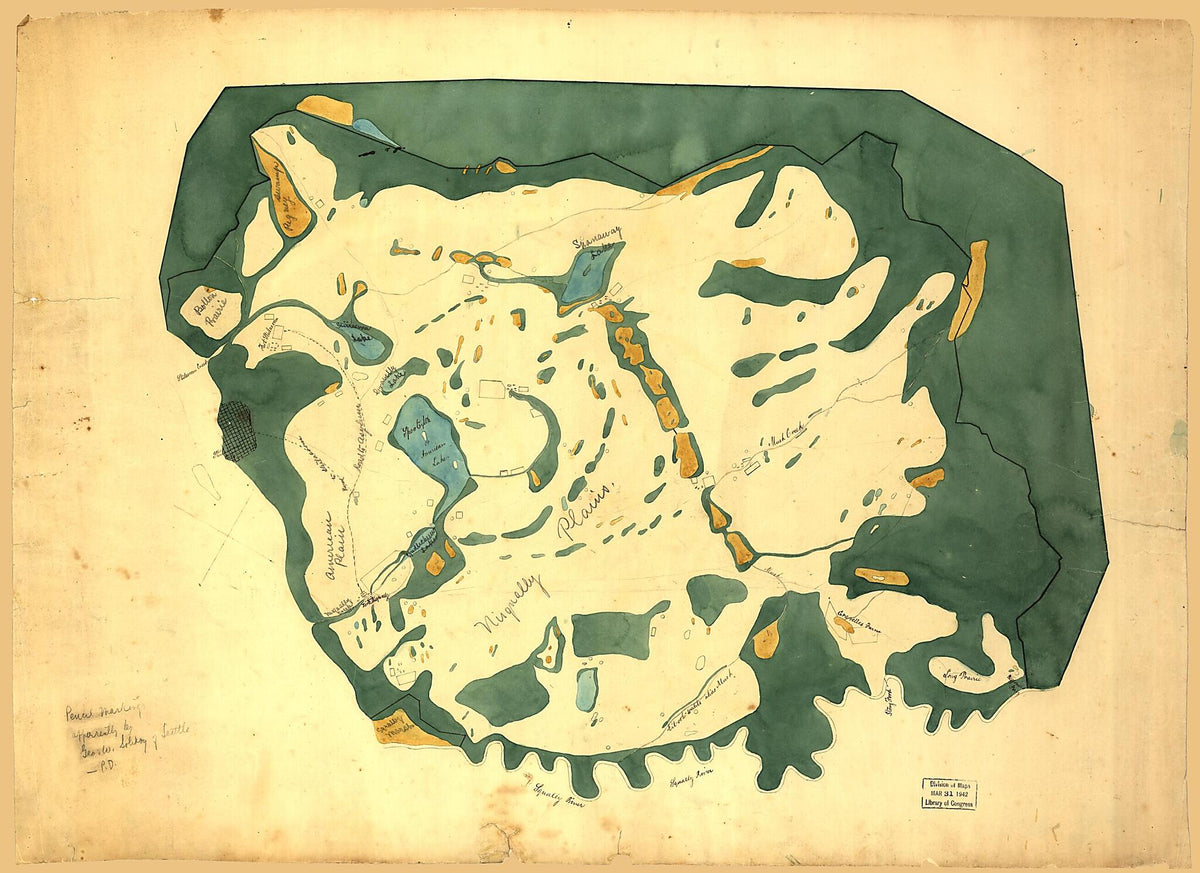 Map of Nisqually Plains 1850 by Relic Map Company