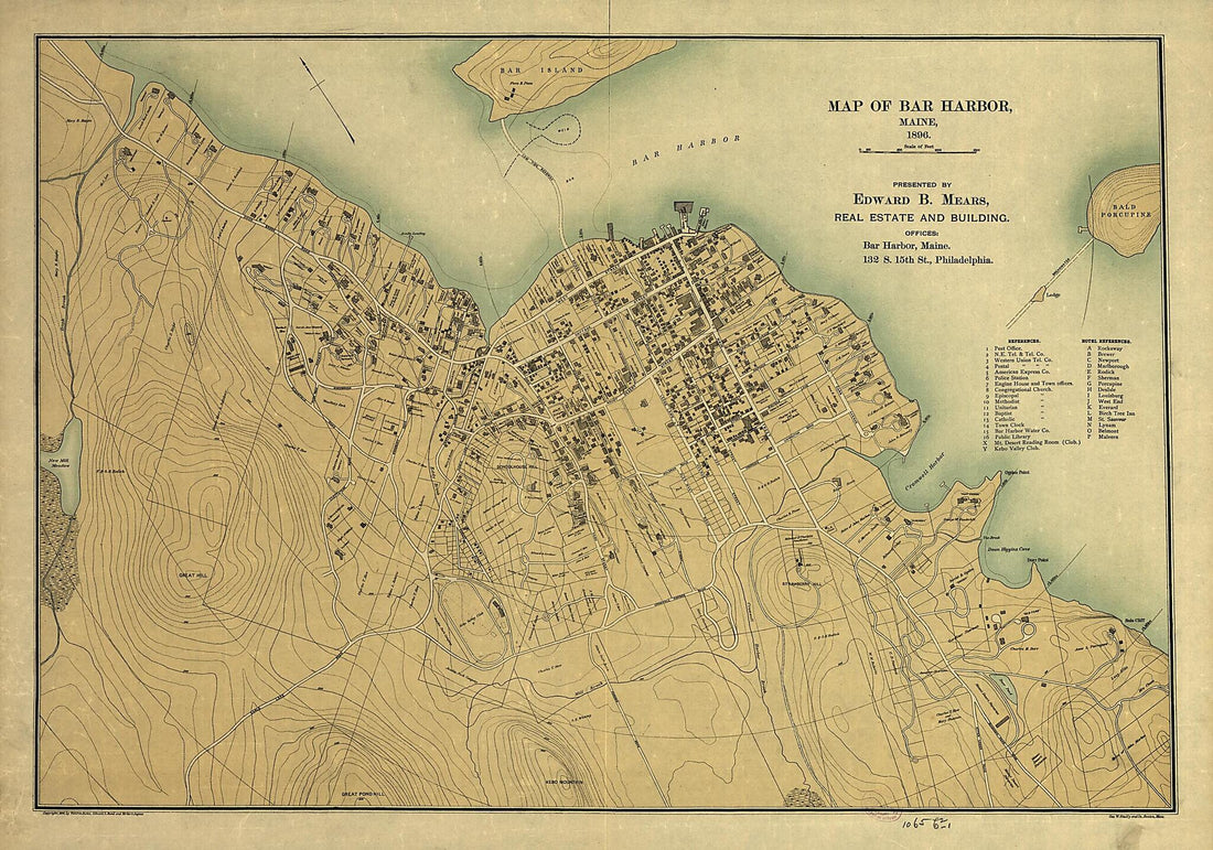 This old map of Map of Bar Harbor, Maine, from 1896 was created by Edward B. Mears in 1896