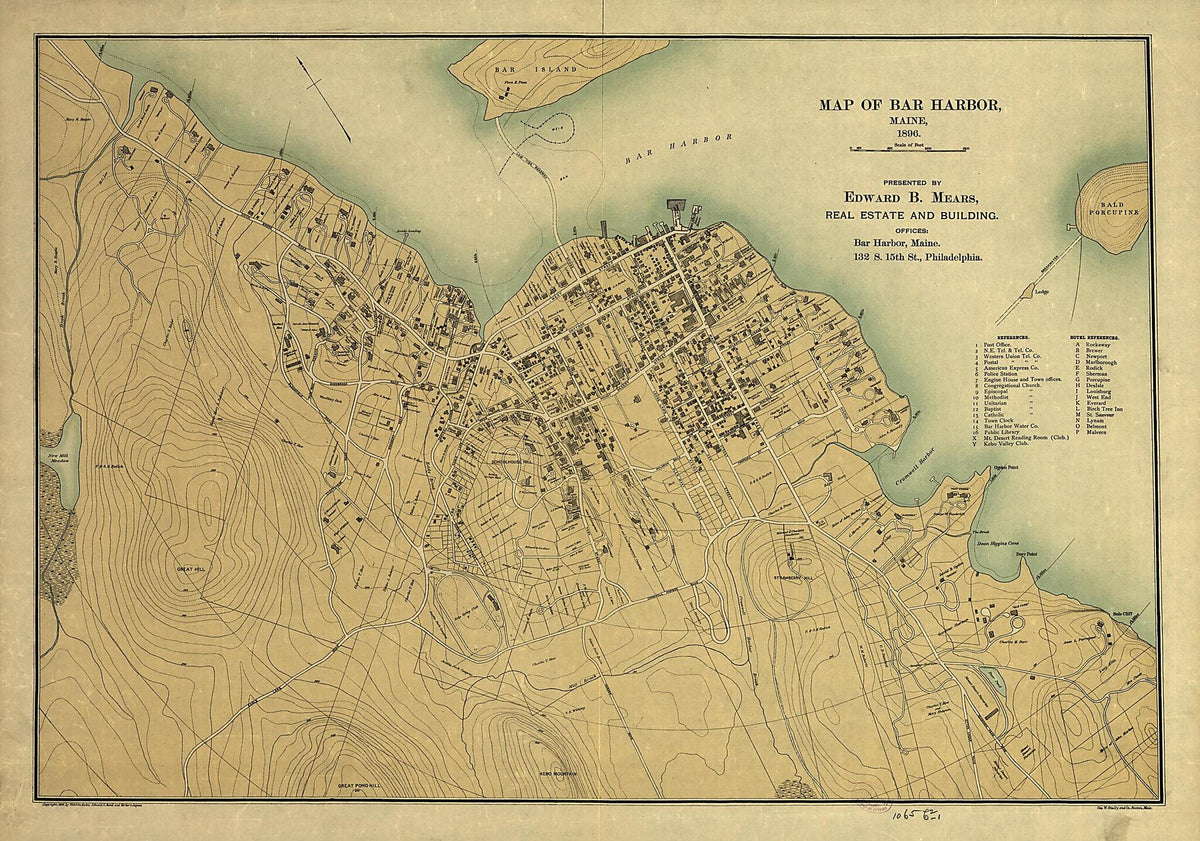 Map of Bar Harbor, Maine, 1896 by Relic Map Company