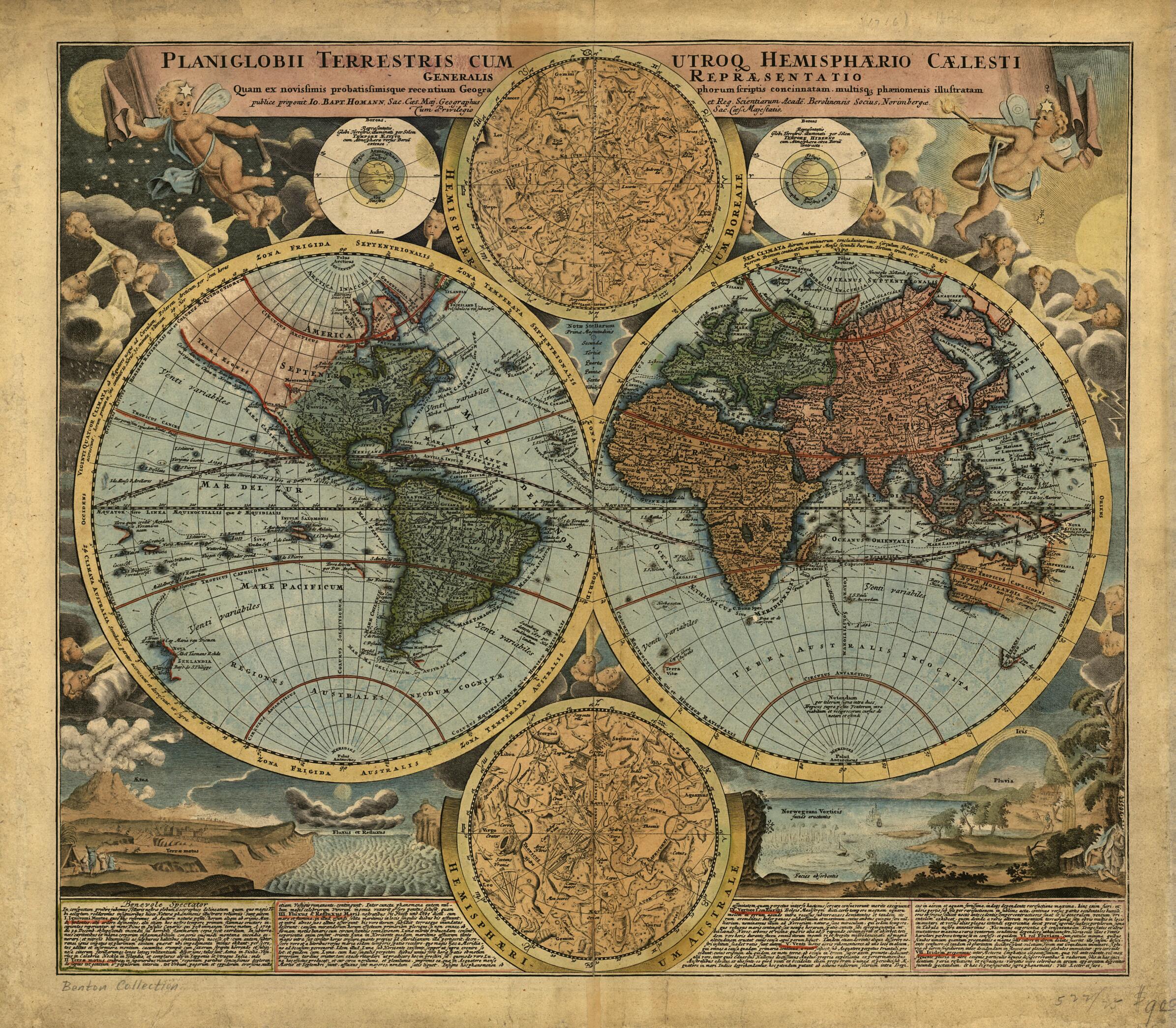 Planiglobii Terrestris Cum Utroq Hemisphærio Cælesti Generalis Repræsentatio 1716 by Relic Map Company