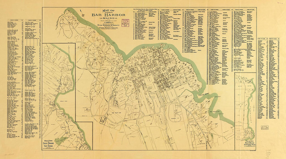 This old map of Map of Bar Harbor, Maine, from 1904 was created by  Summer Residents Association in 1904