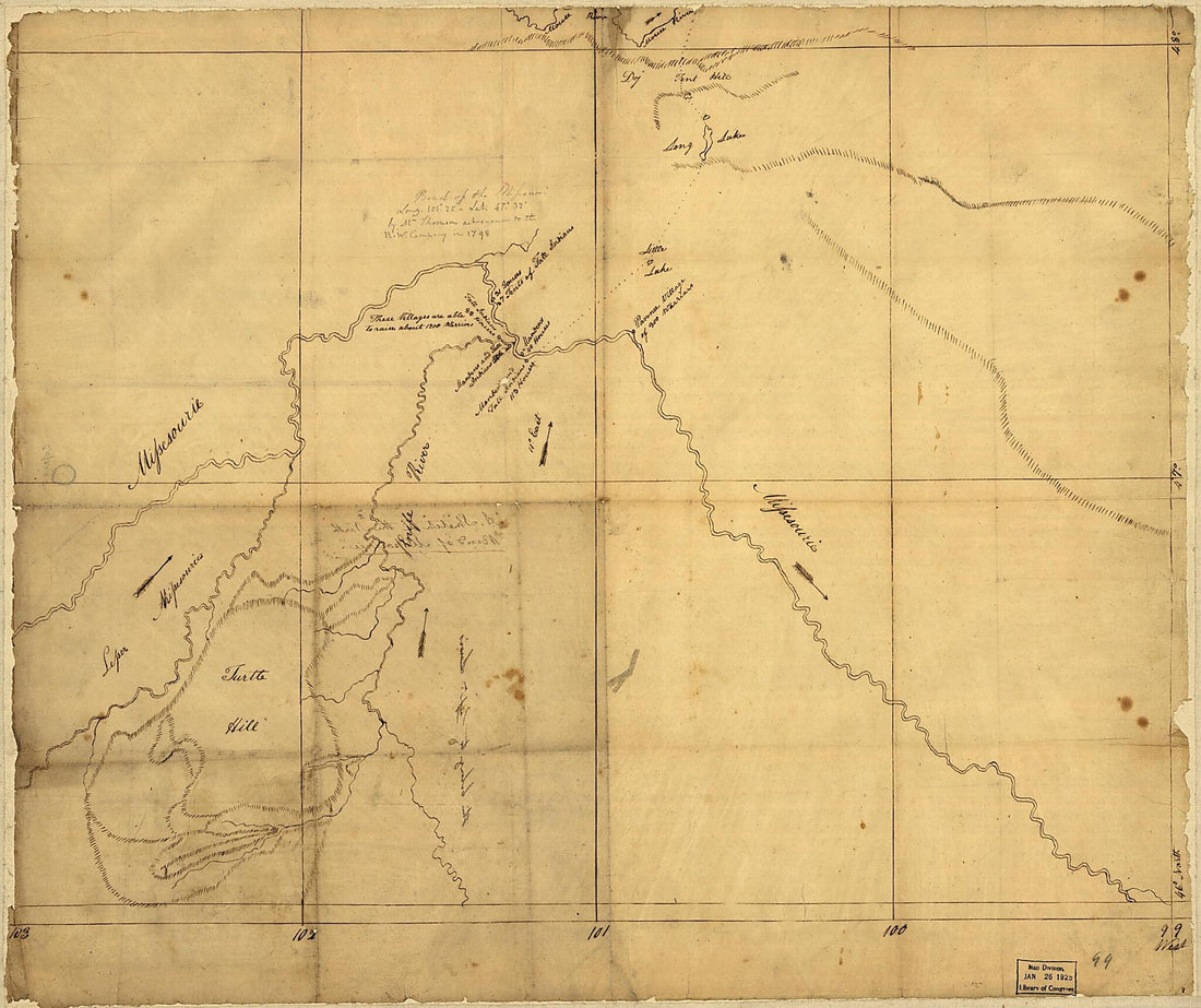 This old map of Bend of the Missouri River from 1798 was created by  in 1798