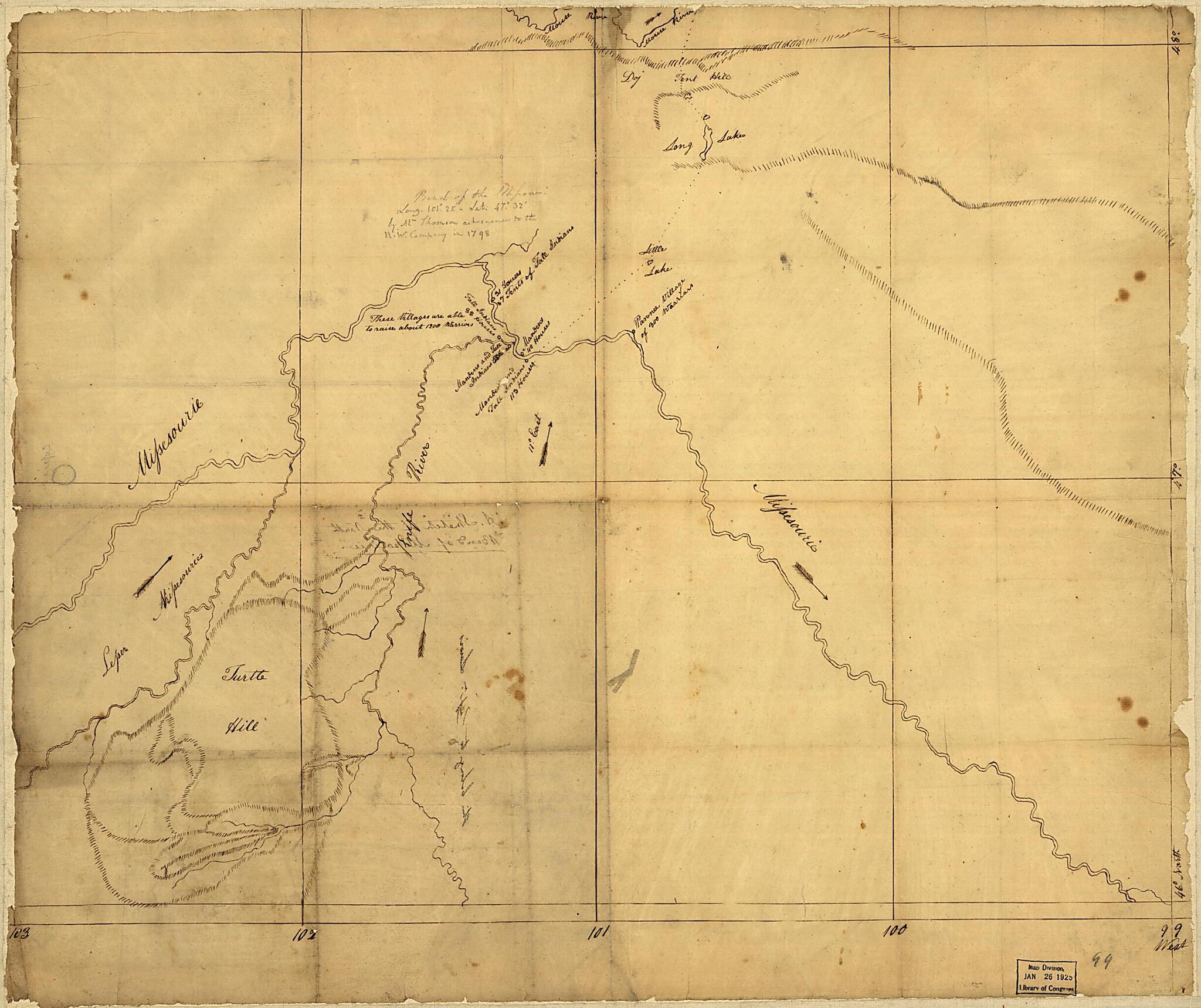 This old map of Bend of the Missouri River from 1798 was created by  in 1798