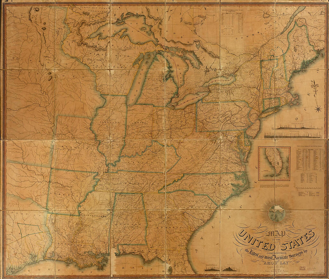 This old map of Map of the United States Compiled from the Latest and Most Accurate Surveys by Amos Lay, Geographer &amp; Map Publisher, New York from 1834 was created by Amos Lay in 1834