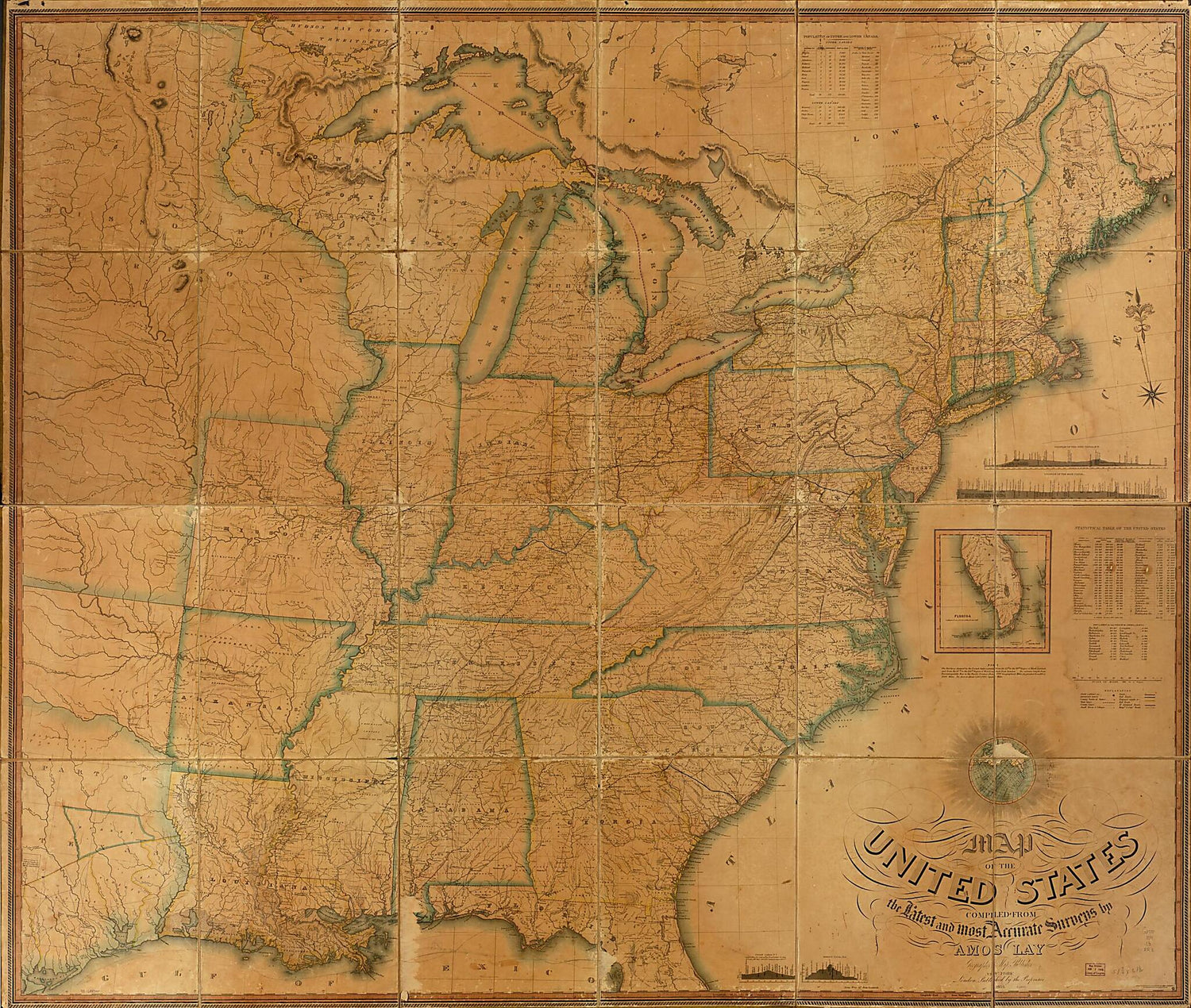 This old map of Map of the United States Compiled from the Latest and Most Accurate Surveys by Amos Lay, Geographer &amp; Map Publisher, New York from 1834 was created by Amos Lay in 1834