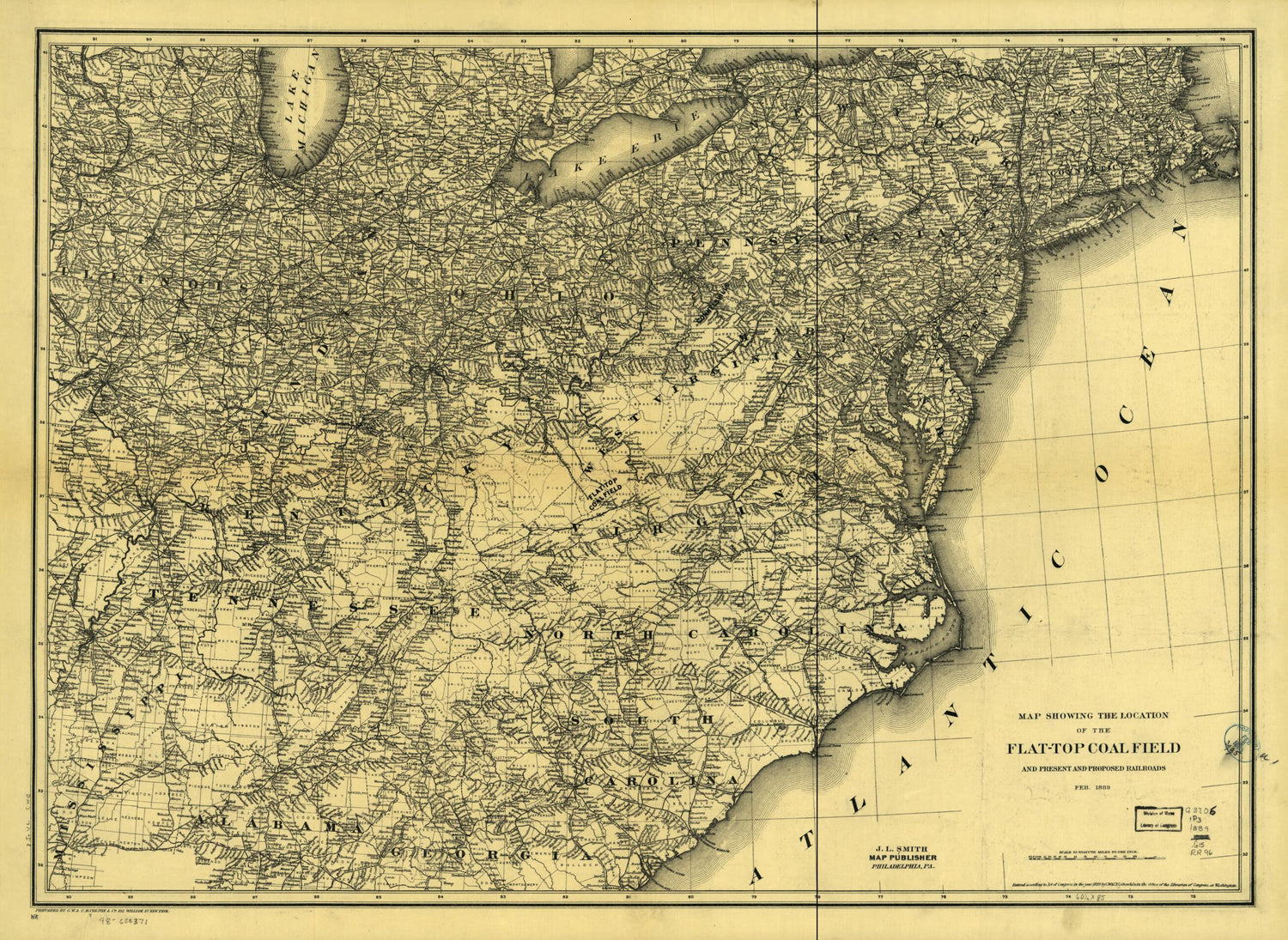 This old map of Top Coal Field and Present and Proposed Railroads from 1889 was created by  G.W. &amp; C.B. Colton &amp; Co in 1889