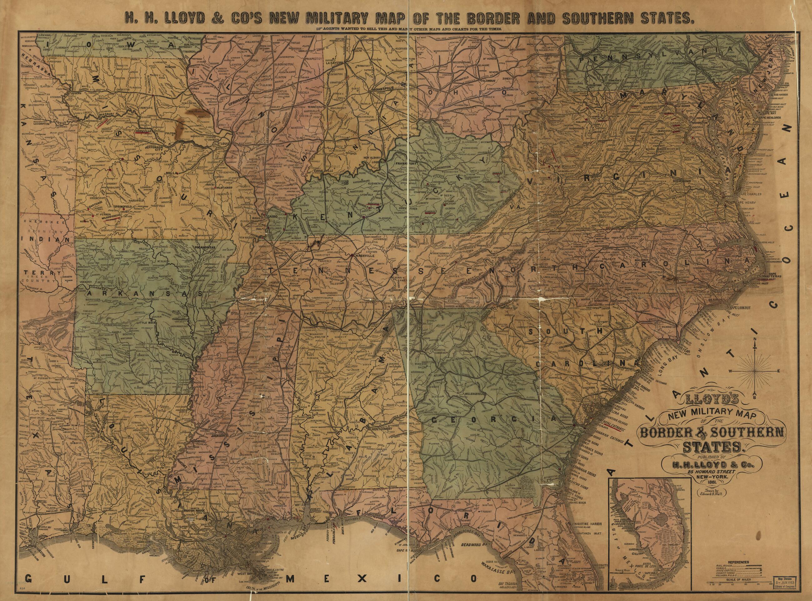 Lloyd's New Military Map of the Border & Southern States; Drawn by ...