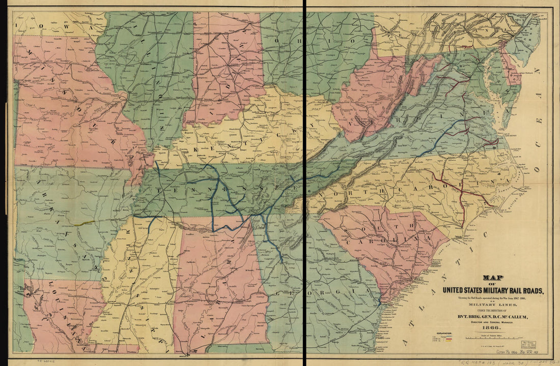 This old map of , As Military Lines; Under the Direction of Bvt. Brig. Gen D. C. McCallum, Director and General Manager from 1866 was created by Julius Bien in 1866