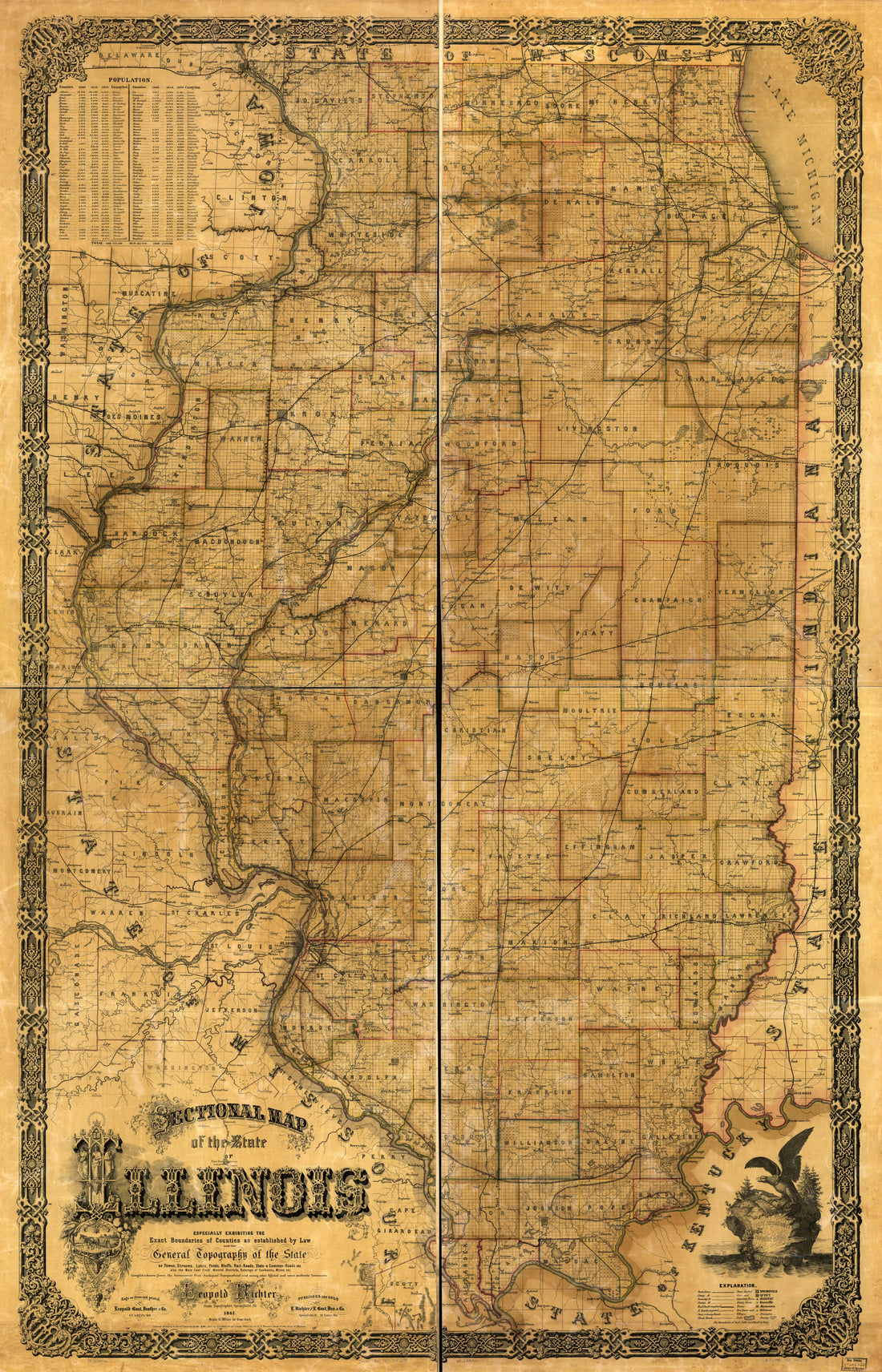 This old map of Roads, State-&amp; Common-roads &amp; Tc. Also the Main Coal Field, Mineral Districts, Outcrops of Coalbanks, Mines &amp; Tc from 1861 was created by Leopold Richter in 1861