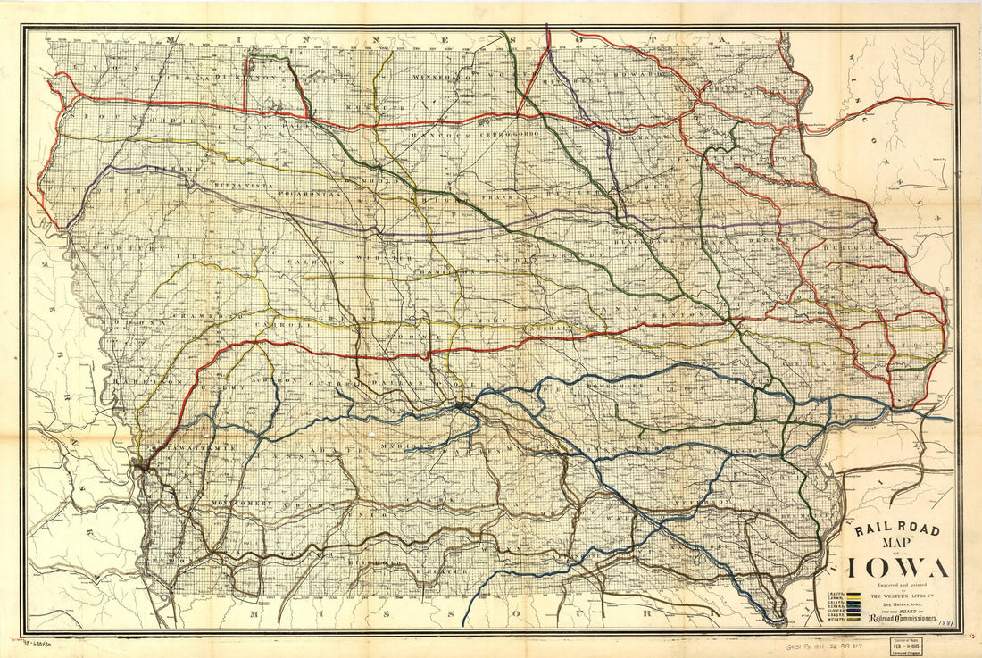 This old map of Railroad Map of Iowa from 1881 was created by  Iowa. Railroad Commissioners in 1881