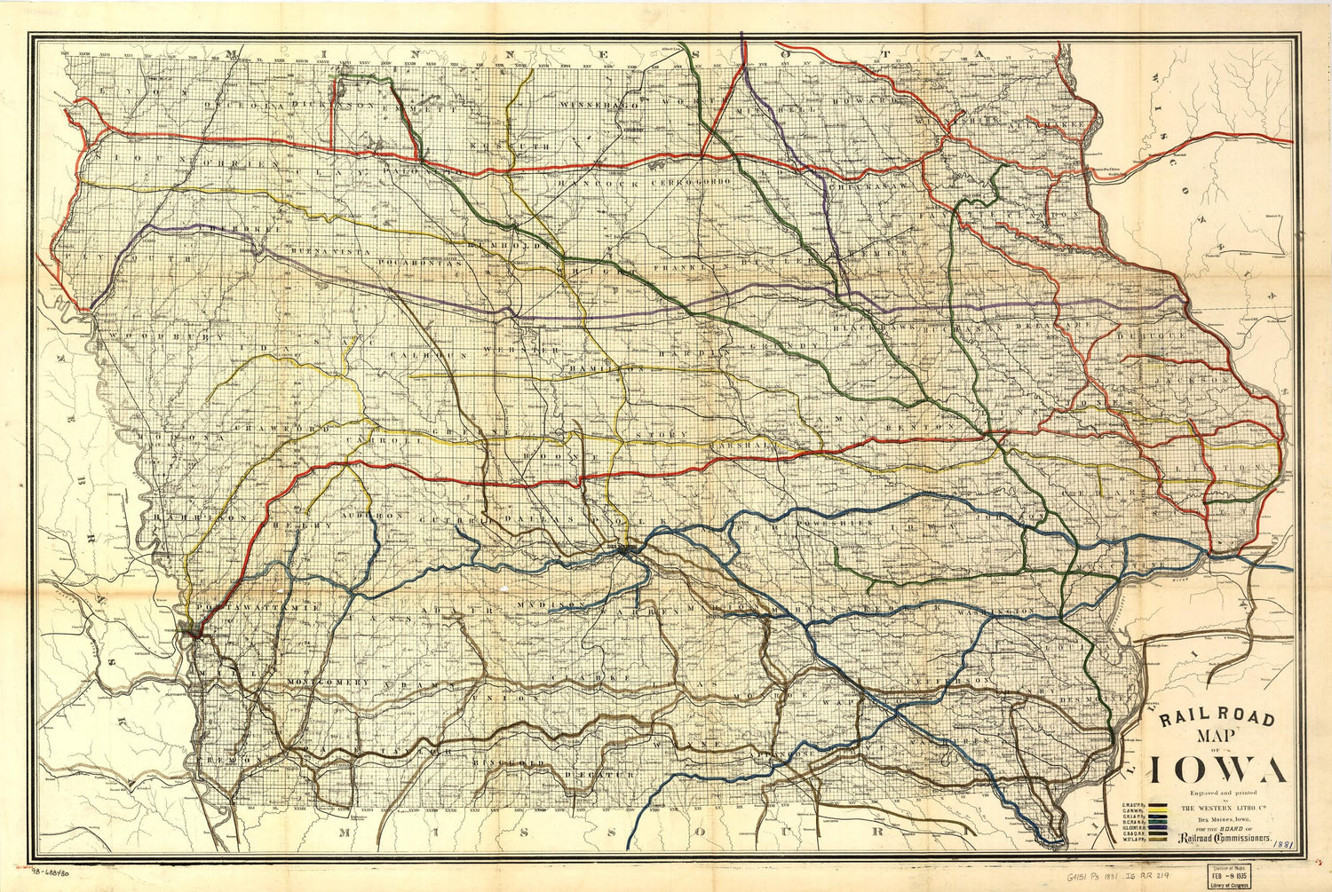 This old map of Railroad Map of Iowa from 1881 was created by  Iowa. Railroad Commissioners in 1881