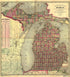 Official Map of Michigan, Railroad, Township and Sectional, Prepared Under the Direction of the Commissioner of Railroads 1885 by Relic Map Company