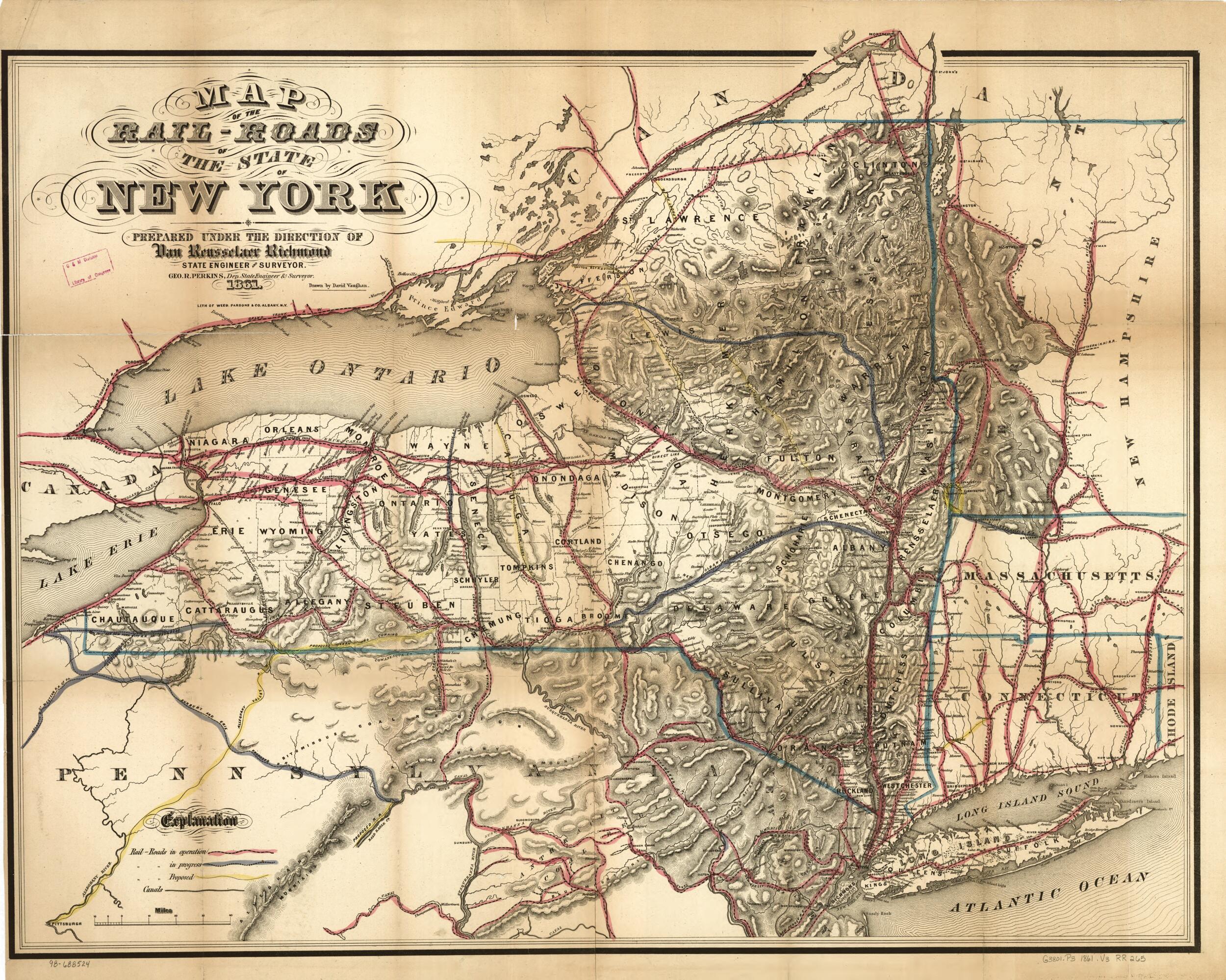 This old map of Roads of the State of New York Prepared Under the Direction of Van Renssselaer Richmond, State Engineer and Surveyor; Geo R. Perkins, Dep State Engineer &amp; Surveyor from 1861 was created by David Vaughan in 1861