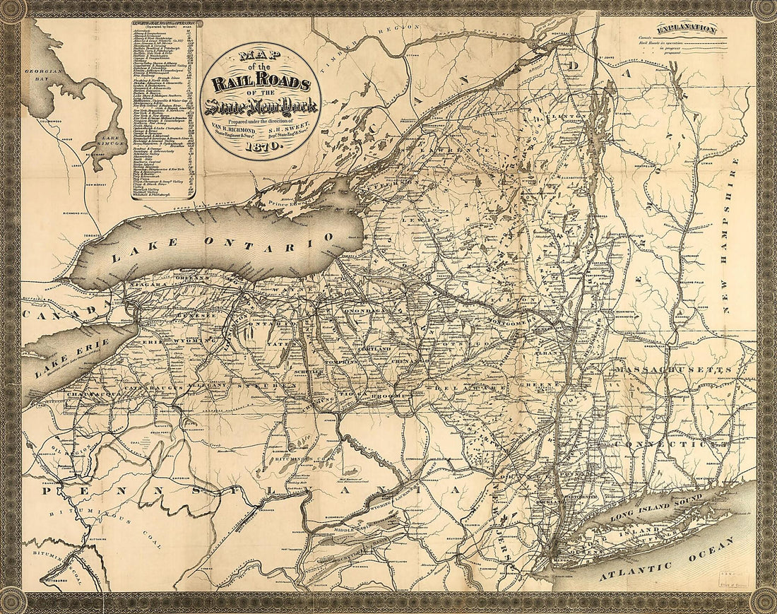 This old map of Map of the Rail Roads of the State of New York from 1870 was created by Van R. Richmond, S. H. (Sylvanus Howe) Sweet in 1870