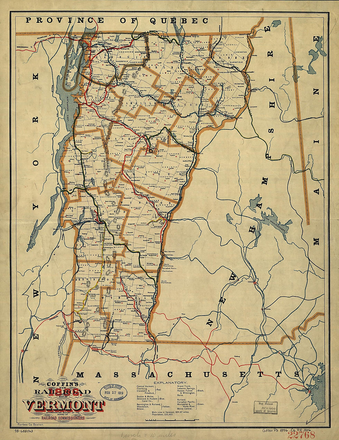 This old map of Road Map of Vermont Accompanying Report of the Board of Railroad Commissioners, from 1896 was created by  Coffin in 1896