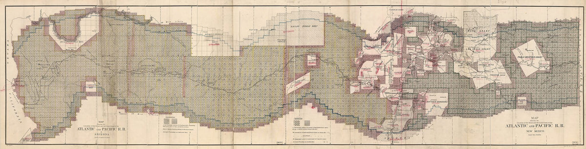 Map Showing the Location of the Road and the Land Grant of the Atlantic and Pacific Railroad In Arizona ... In New Mexico 1883 by Relic Map Company