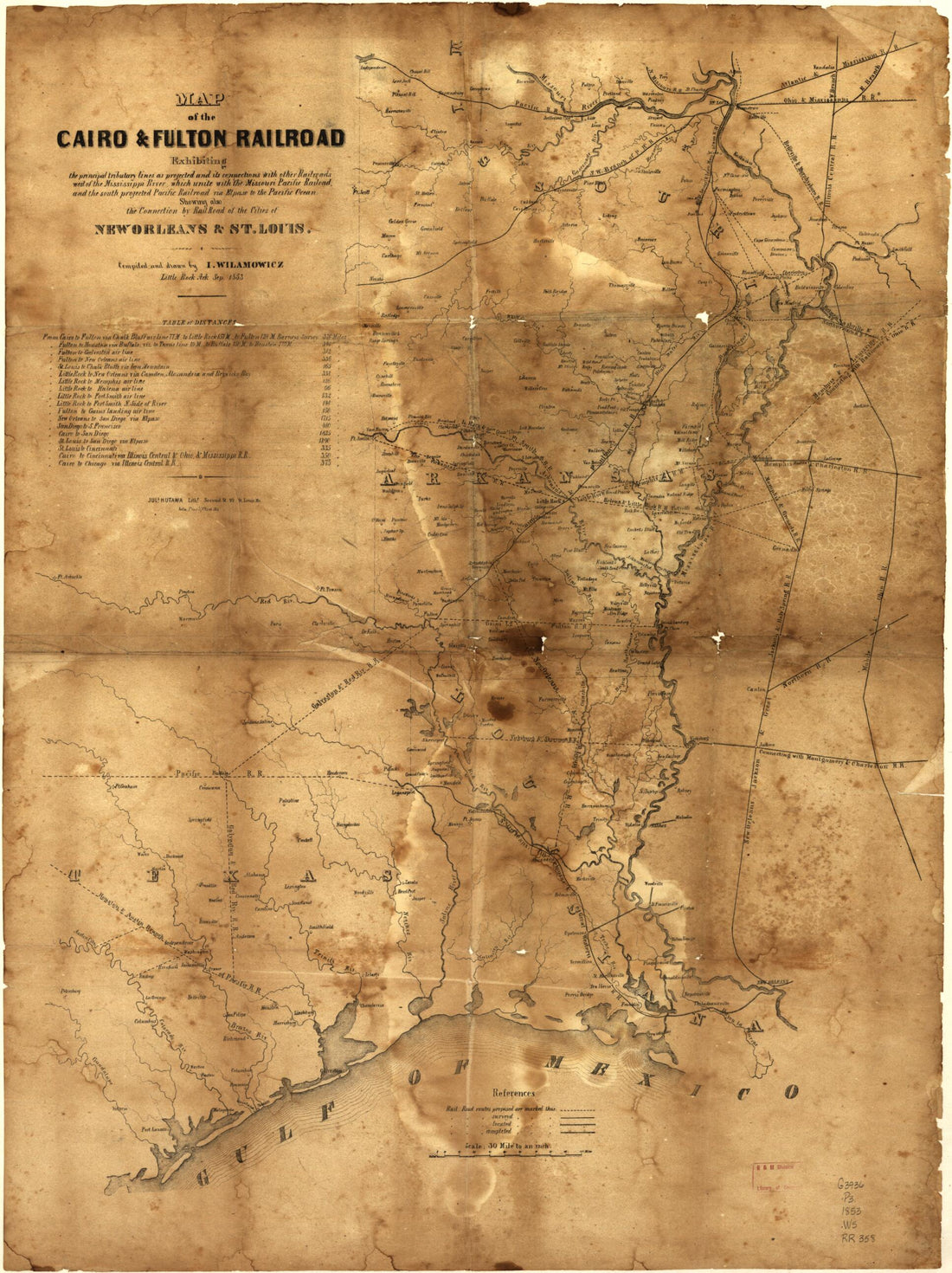 This old map of Map of the Cairo &amp; Fulton Railroad Exhibiting the Principal Tributary Lines As Projected and Its Connections With Other Railroads West of the Mississippi River, Which Unite With the Missouri Pacific Railroad, and South Projected Pacific R