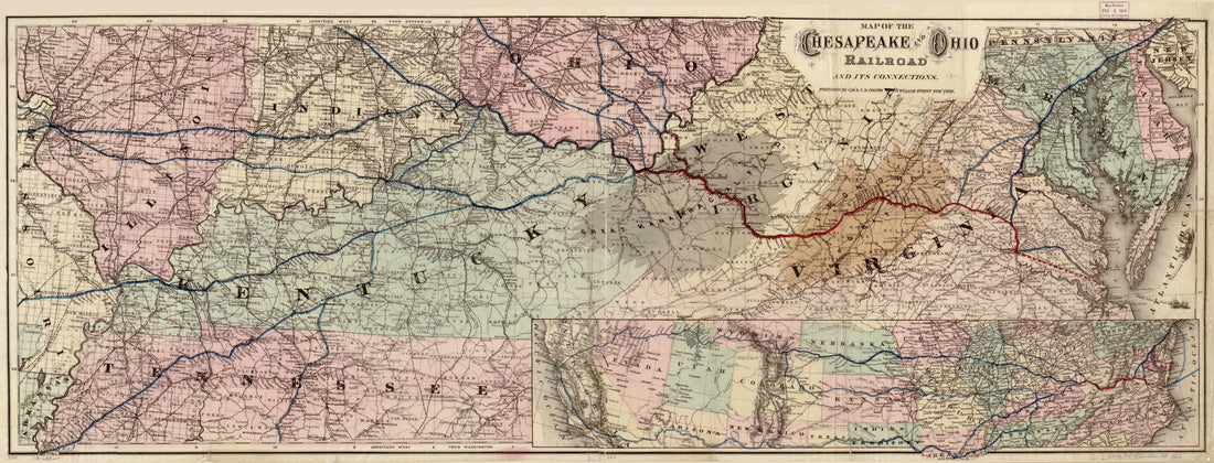 This old map of Map of the Chesapeake and Ohio Railroad and Its Connections from 1873 was created by  Chesapeake and Ohio Railroad Company,  G.W. &amp; C.B. Colton &amp; Co in 1873