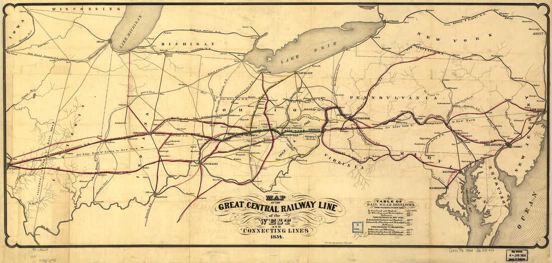This old map of Map of the Great Central Railway Line of the West and Connecting Lines from 1854 was created by  Great Central Railway (U.S.), William Schuchman in 1854