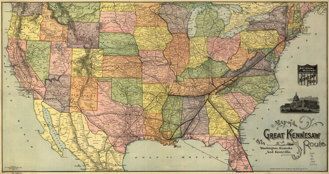 This old map of Map of the Great Kennesaw Route Via Washington, Roanoke And, Knoxville from 1890 was created by  Great Kennesaw Route,  Northrup Company in 1890