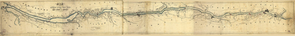 Map of the Hudson River Rail Road from New York to Albany 1848 by Relic Map Company