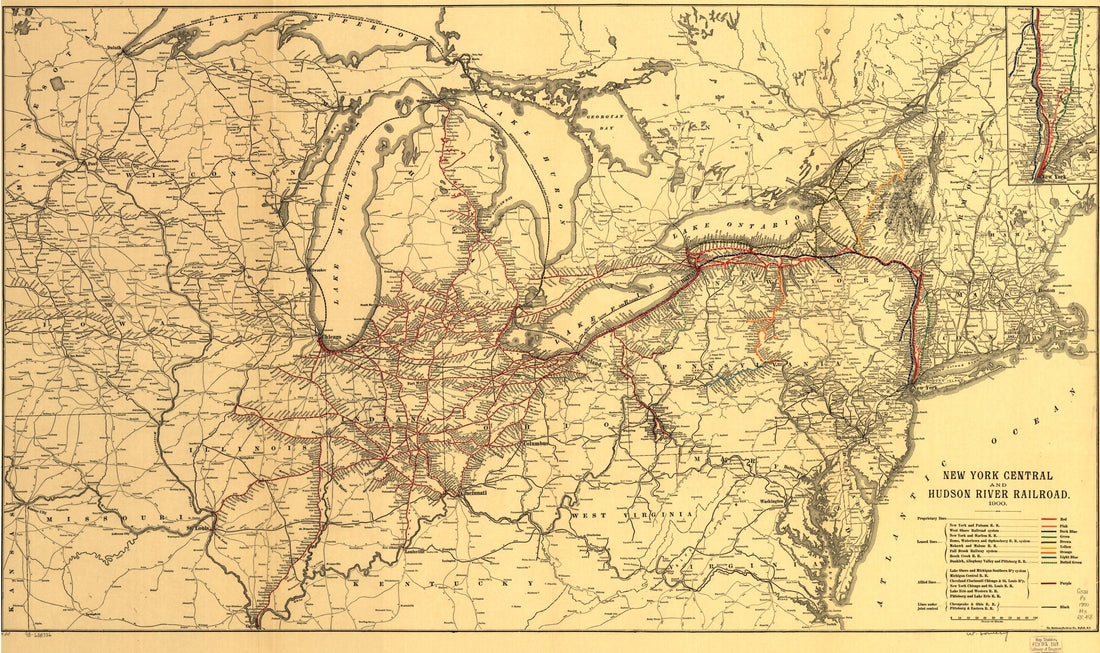 This old map of New York Central and Hudson River Railroad from 1900 was created by  Northrup Company,  New York Central and Hudson River Railroad Company in 1900