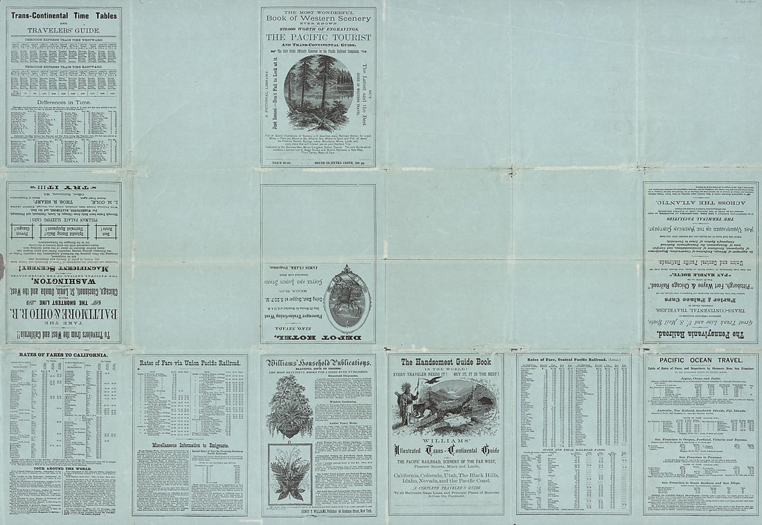 This old map of Continental Map of the Pacific Railroad and Routes of Overland Travel to Colorado, Nebraska, the Black Hills, Utah, Idaho, Nevada, Montana, California and the Pacific Coast from 1877 was created by  Union Pacific Railroad Company, Henry T