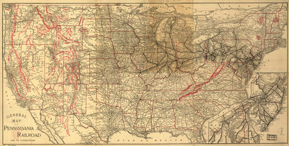 General Map of the Pennsylvania Railroad and Its Connections 1893 by Relic Map Company