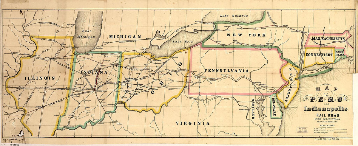 Map of Peru and Indianapolis Rail Road With Connections 1850 by Relic Map Company